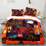 3d halloween town halloween pumpkin quilt bed sets halloween decor bedding cover with 2 pillowcases 100 polyester 0