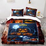 3d halloween town halloween pumpkin quilt bed sets halloween gift bedding cover with 2 pillowcases 100 polyester 0