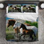 3d horse family bedding set three horse wildlife animal lovers gift bedding cover with 2 pillowcases 100 polyester 0