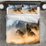 3d wolves howl dense fog bedding set forest wolf fans home decor bedding cover with 2 pillowcases 100 polyester 0