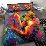 african couple love bedding set colorful black women men afro gift bedding cover with 2 pillowcases 100 polyester 1 0