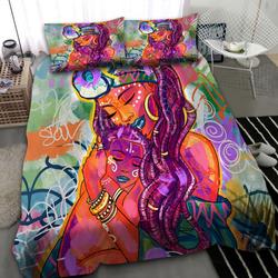 African Strong Mom And Son Deluxe Bedding Set Mothers Day Gift