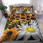 all over printed bee and flower bedding set sunflowers daisy lovers gift bedding cover with 2 pillowcases 100 polyester 0