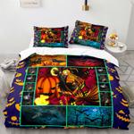 anime witch pumpkin bats creepy bedding set halloween gift to daughter bedding cover with 2 pillowcases 100 polyester 0