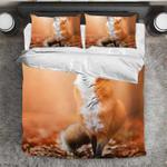 autumn fox duvet cover animal bedding set red fox wildlife animal lovers bedding cover with 2 pillowcases 100 polyester 0