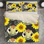 baby turtle sunflowers happy hippie day world turtle day bedroom decor bedding cover with 2 pillowcases 100 polyester 0