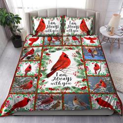 Beautiful Cardinal Birds I Am Always With You Bedding Set Christmas Day