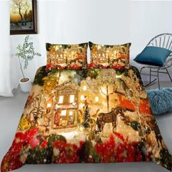 Beautiful Christmas Night Bedding Set Quilt Cover Christmas Coming To Town