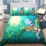 beautiful mermaid ocean art bedding set mermaid under the sea bedding cover with 2 pillowcases 100 polyester 0