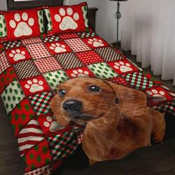 Beauty Dachshund Paw Print Bedding Set Cover Dachshund Owner Christmas Gift