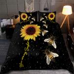 bee and sunflower you are my sunshine all over printed bedding set wife gift bedding cover with 2 pillowcases 100 polyester 0