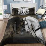 black and white horse couple bedding set husband wife horses head to head bedding cover with 2 pillowcases 100 polyester 0