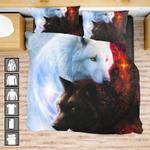 black and white wolves 3d print bedding set yin yang pattern bedding set fire bedding set wolf lover bedding cover with 2 pillowcases 100 polyester 0