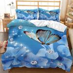blue butterfly duvet cover butterfly and floral magic sparkle bedding cover with 2 pillowcases 100 polyester 0