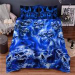 blue soul eater ghost skull bedding set blue flame skull pattern bedding cover with 2 pillowcases 100 polyester 0