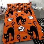 boo black cat orange duvet cover black cat happy halloween gift family bedding cover with 2 pillowcases 100 polyester 0