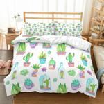 cartoon cactus tropical plant bedding set cactus lovers home decor bedding cover with 2 pillowcases 100 polyester 0