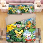 cartoon pikachu 5 duvet cover quilt cover pillowcase animation bedding set 0