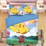 cartoon pikachu 6 duvet cover quilt cover pillowcase animation bedding set 0