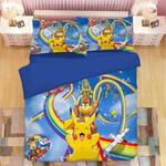 cartoon pikachu 7 duvet cover quilt cover pillowcase animation bedding set 0