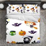 cartoon pumpkin wizard quilt bed set cartoon halloween pattern kids gift bedding cover with 2 pillowcases 100 polyester 0
