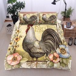 Chicken Early Bird Bedding Set Chicken Rooster Pillow Covers Daddy Mommy Gift Idea