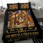 christmas blessing god bedding set love came down for unto us a child is born bedding cover with 2 pillowcases 100 polyester 1 0