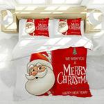 christmas santa claus bedding set christmas gift we wish you a merry christmas bedding cover with 2 pillowcases 100 polyester 0