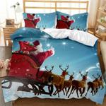 christmas sleigh elks quilt bed set christmas night christmas gift bedding cover with 2 pillowcases 100 polyester 0