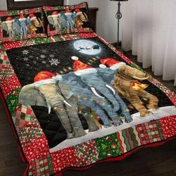 Christmas Wild Elephant Bedding Set Santa Elephant Bed Set Noel Decoration Elephant Lovers Gift