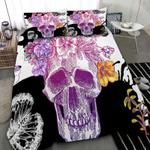 colorful flower skull bedding set horror style artwork printed bedding set for skull lovers bedding cover with 2 pillowcases 100 polyester 1 0