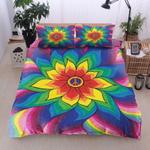 colorful hippie flower bedding set wildflower hippie sign peace family gift bedding cover with 2 pillowcases 100 polyester 0