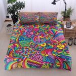 colorful hippie lover with symbol bedding set trippy abstract rainbow bedding cover with 2 pillowcases 100 polyester 0