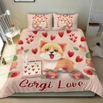corgi love bedding cover pillow covers cartoon corgi dog bedding set corgi fans gift kids gift idea bedding cover with 2 pillowcases 100 polyester 0