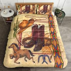 Cowboy Western Pillow Covers Cowboy Hat And Boots Bed Set Bedroom Decoration