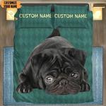 custom name black pug dog bedding set 3d cute dog but sad face bedding cover with 2 pillowcases 100 polyester 0
