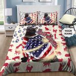 customize name black cat bedding set independence day cat pattern bedding cover with 2 pillowcases 100 polyester 0