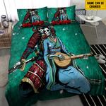 customize name day of the dead bedding set chinese style couple bedding cover with 2 pillowcases 100 polyester 1 0