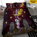 customize name day of the dead bedding set cute moon night halloween gift bedding cover with 2 pillowcases 100 polyester 1 0