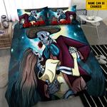 customize name day of the dead bedding set love couple bedroom decor bedding cover with 2 pillowcases 100 polyester 1 0