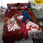 customize name day of the dead bedding set love couple wedding anniversary gift bedding cover with 2 pillowcases 100 polyester 1 0