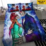 customize name day of the dead couple bedding set magic background couple gift bedding cover with 2 pillowcases 100 polyester 1 0