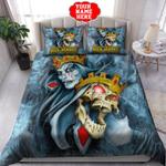 customize name king and queen skull bedding set day of the dead skull couple bedding cover with 2 pillowcases 100 polyester 0