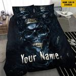 customize name king skull bedding set skull print halloween son gift bedding cover with 2 pillowcases 100 polyester 1 0