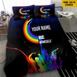 customize name lgbt pride bedding set rainbow be yourself holiday gift bedding cover with 2 pillowcases 100 polyester 0