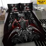 customize name skull art bedding set couple halloween gothic skull bedding cover with 2 pillowcases 100 polyester 0