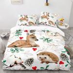 cute baby animals sika reindeer bedding set hedgehog bird christmas bedding cover with 2 pillowcases 100 polyester 0
