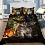cute cat halloween witch cat and mouse pump in castle witch bedding cover with 2 pillowcases 100 polyester 0