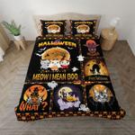 cute cat happy halloween bed set cat meow i mean boo cat lover fbhue030811 bedding cover with 2 pillowcases 100 polyester fbhue030811 0