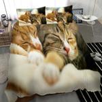 cute cats bedding set couple cat sleeping together cat lover bedding cover with 2 pillowcases 100 polyester 0